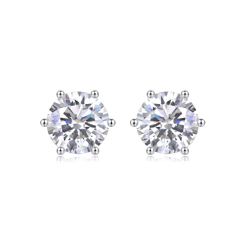 E13176-80-P Classic Six-Prong Moissanite Engagement Ring – Round Cut Sterling Silver