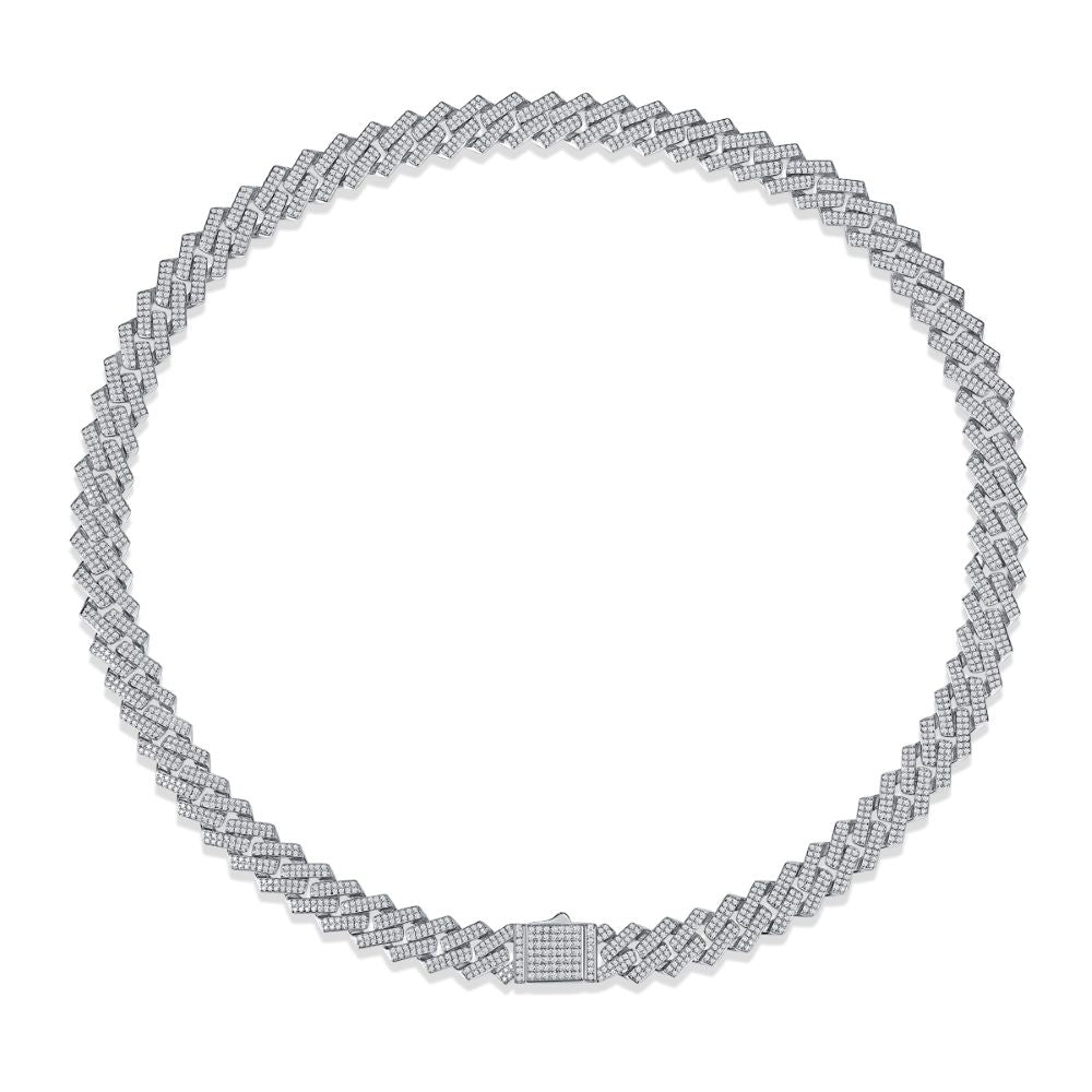 N12737-55CM-G Trendy Moissanite Cuban Link Bracelet – Bold Geometric Design, Fully Paved Iced Out Style