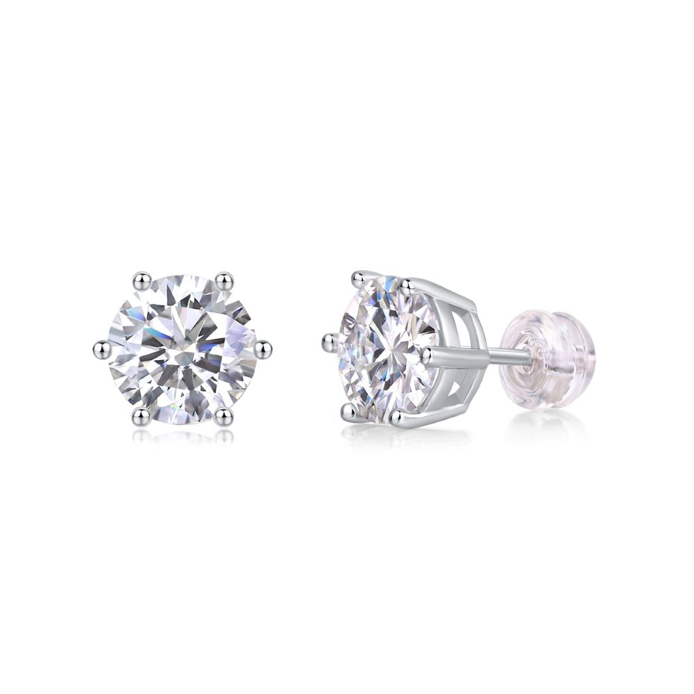 E13176-80-P Classic Six-Prong Moissanite Engagement Ring – Round Cut Sterling Silver
