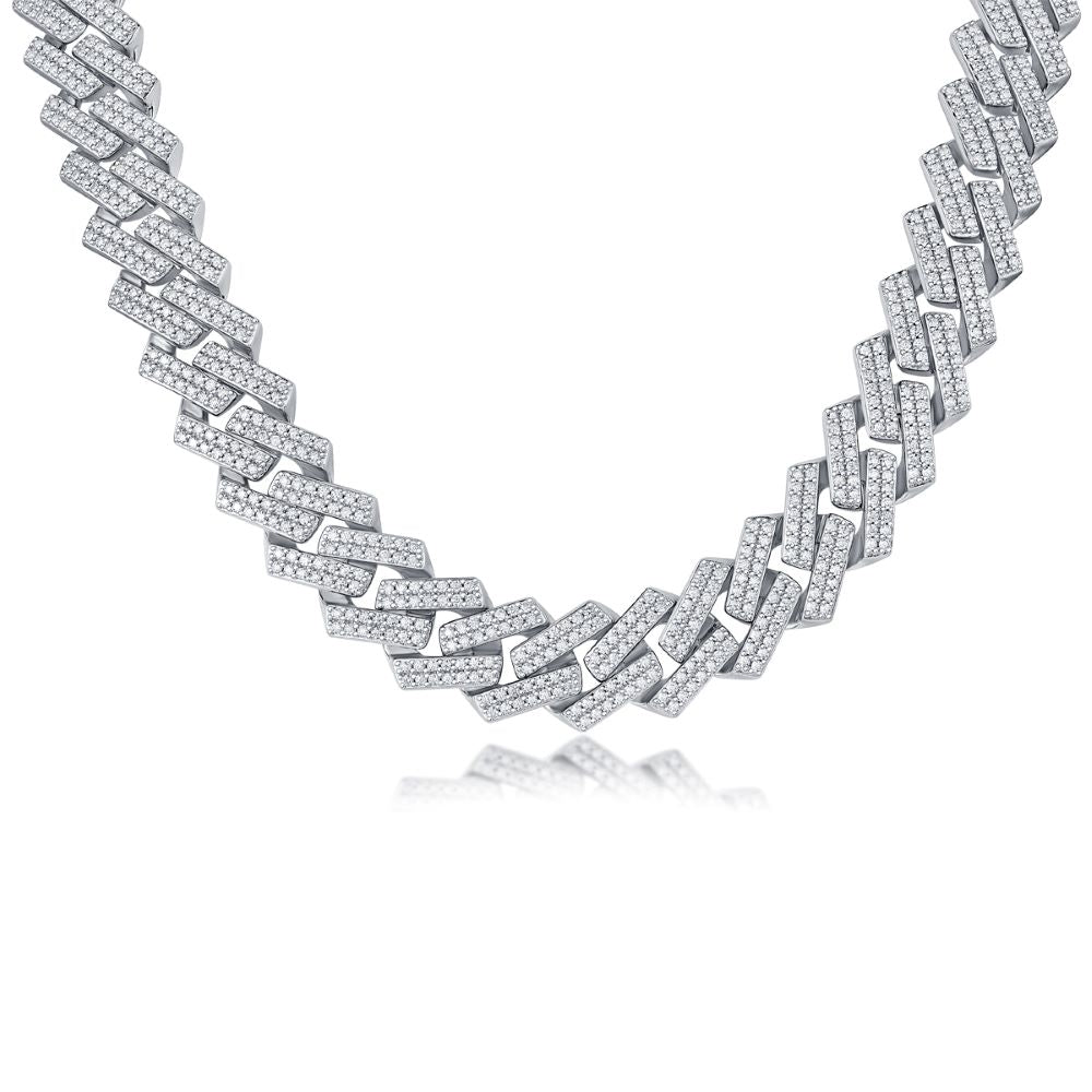 N12737-55CM-G Trendy Moissanite Cuban Link Bracelet – Bold Geometric Design, Fully Paved Iced Out Style
