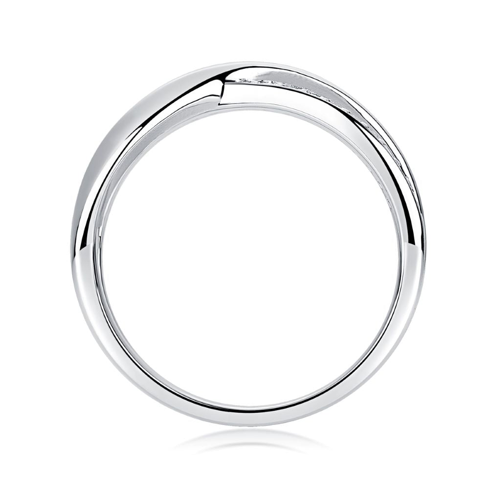 R13921-P “Graceful Spiral” Moissanite Ring – Sterling Silver Elegant Wrap Design