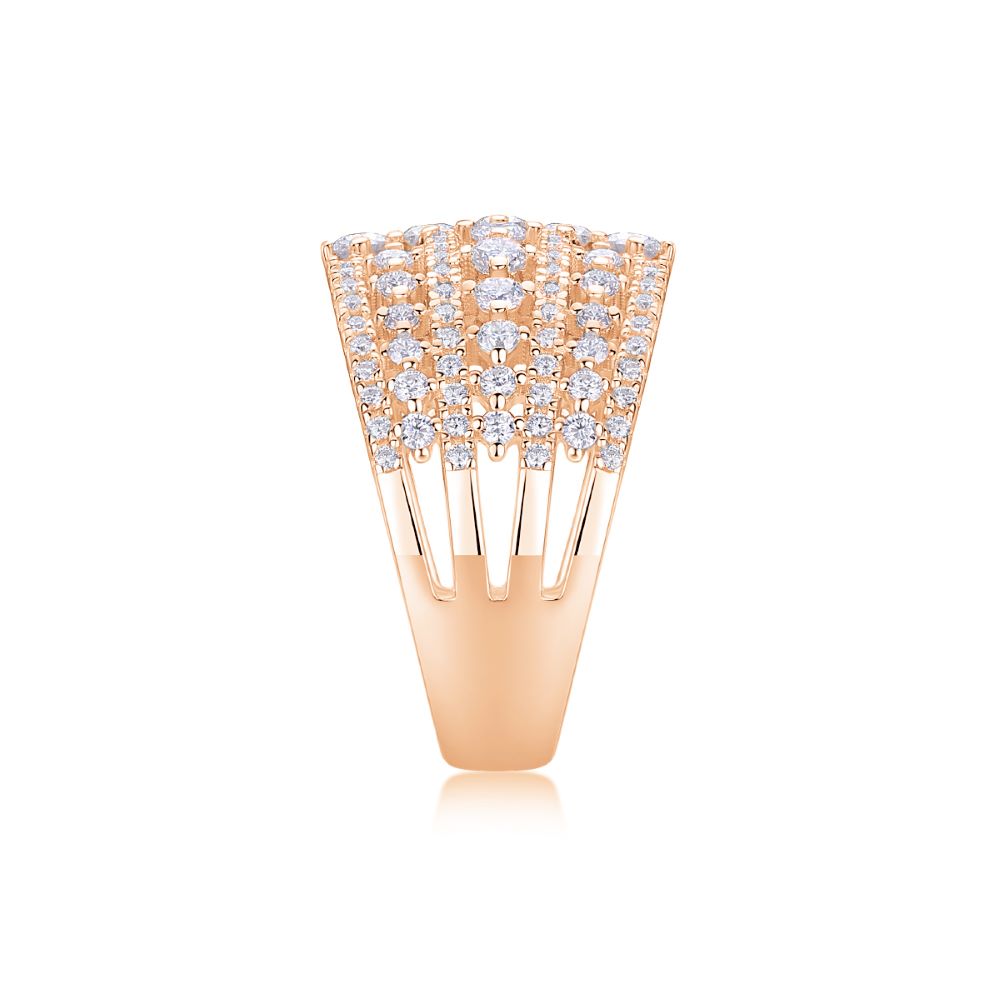 R13430-P Luxury Wide Band Sterling Silver Ring with Multi-Row Cubic Zirconia