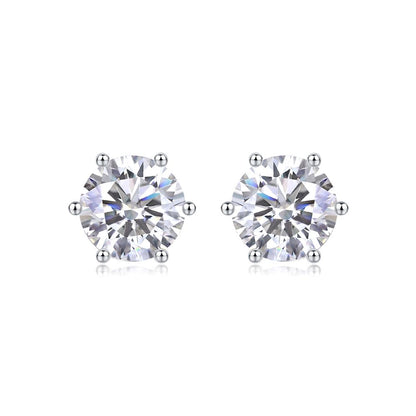 E13176-80-P Classic Six-Prong Moissanite Engagement Ring – Round Cut Sterling Silver