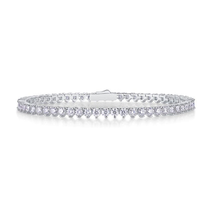 L13233-16.5CM-P Classic Three-Prong Tennis Bracelet – Elegant Moissanite Diamond Sparkle with Secure Double Lock