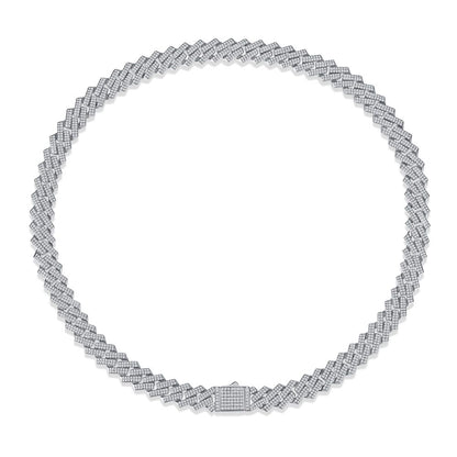 N12737-55CM-G Trendy Moissanite Cuban Link Bracelet – Bold Geometric Design, Fully Paved Iced Out Style