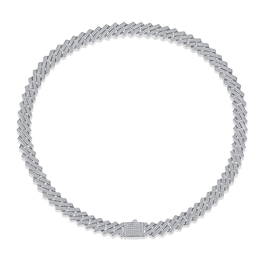 N12737-55CM-G Trendy Moissanite Cuban Link Bracelet – Bold Geometric Design, Fully Paved Iced Out Style