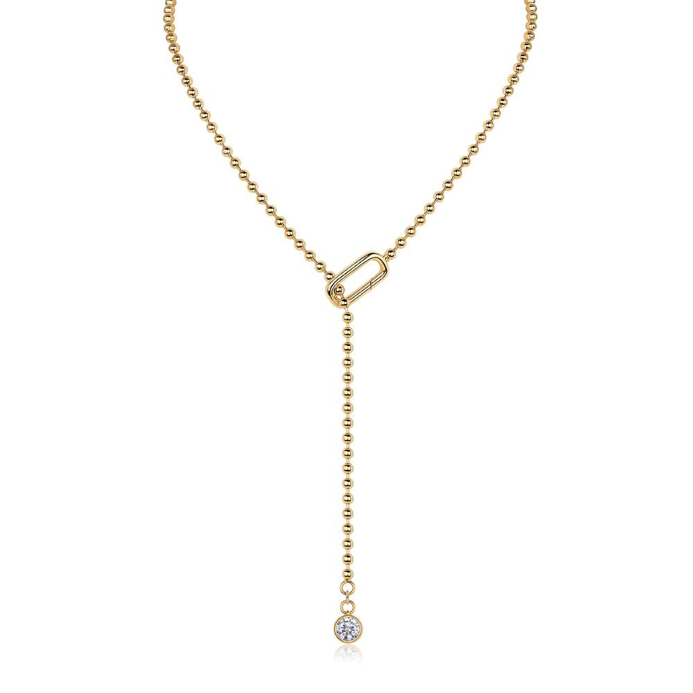 N15118-G Luxurious Moissanite Tassel Pendant Necklace – Elegant Draping Design, Perfect for Every Occasion