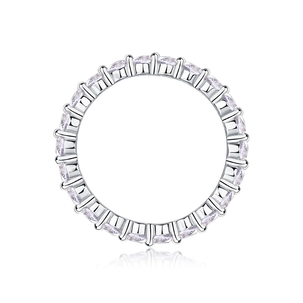 R13141-P Sparkling Moissanite Eternity Ring – 925 Sterling Silver with Alternating Stones