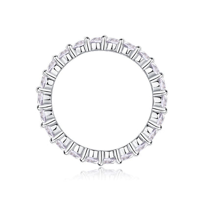 R13141-P Sparkling Moissanite Eternity Ring – 925 Sterling Silver with Alternating Stones