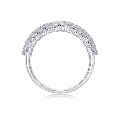 R13688-P Luxury Moissanite Pavé Ring – Sparkling Row Design in 925 Sterling Silver