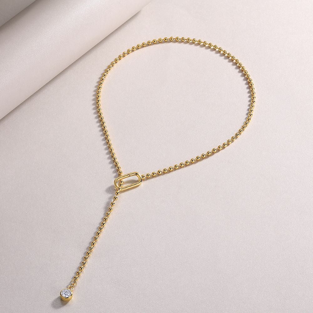 N15118-G Luxurious Moissanite Tassel Pendant Necklace – Elegant Draping Design, Perfect for Every Occasion