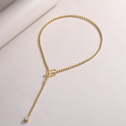 N15118-G Luxurious Moissanite Tassel Pendant Necklace – Elegant Draping Design, Perfect for Every Occasion