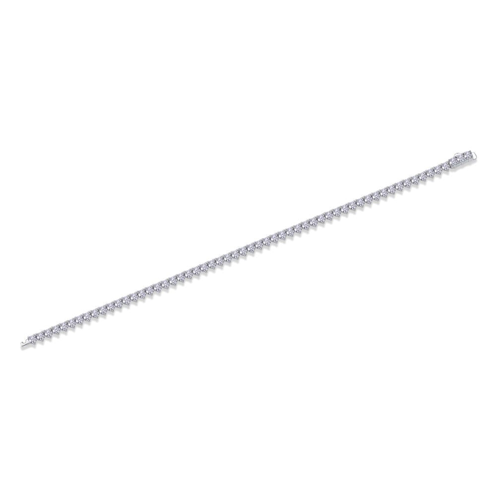 L13233-16.5CM-P Classic Three-Prong Tennis Bracelet – Elegant Moissanite Diamond Sparkle with Secure Double Lock