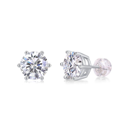 E13176-80-P Classic Six-Prong Moissanite Engagement Ring – Round Cut Sterling Silver
