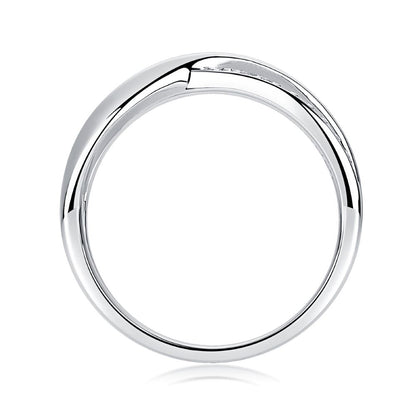 R13921-P “Graceful Spiral” Moissanite Ring – Sterling Silver Elegant Wrap Design