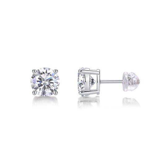 E11447 Minimalist Moissanite Stud Earrings – Everyday Sparkle with Timeless Love