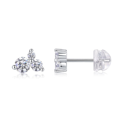 E13172 Chic Moissanite Stud Earrings – Asymmetrical Sparkle with Timeless Elegance