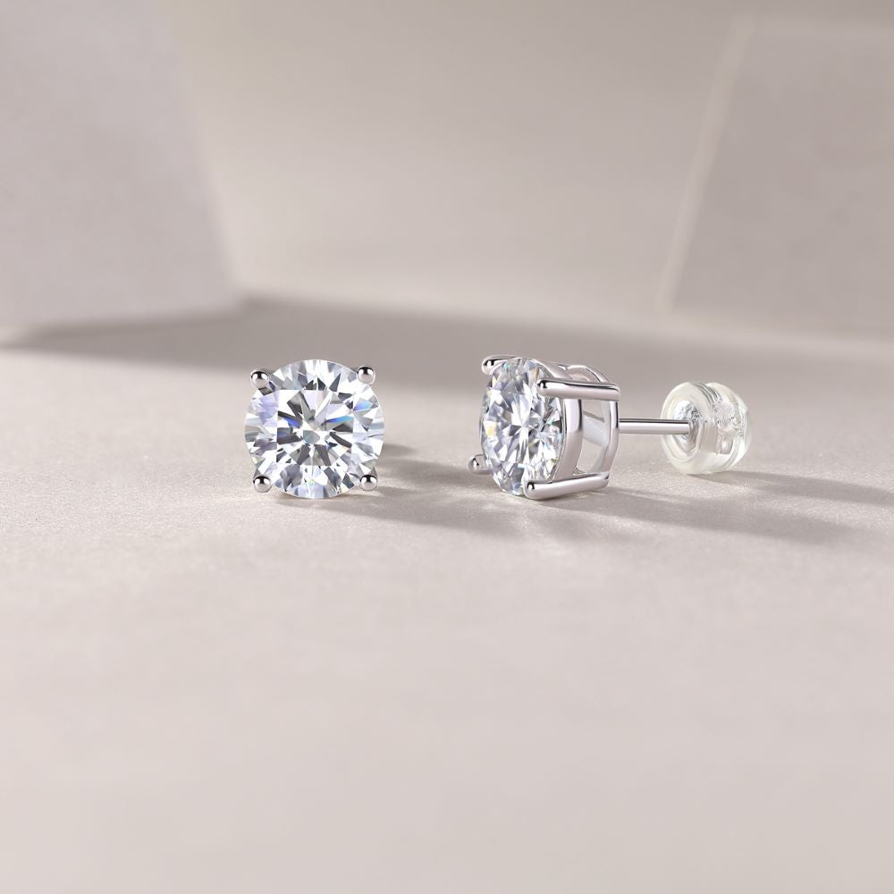 E11447 Minimalist Moissanite Stud Earrings – Everyday Sparkle with Timeless Love