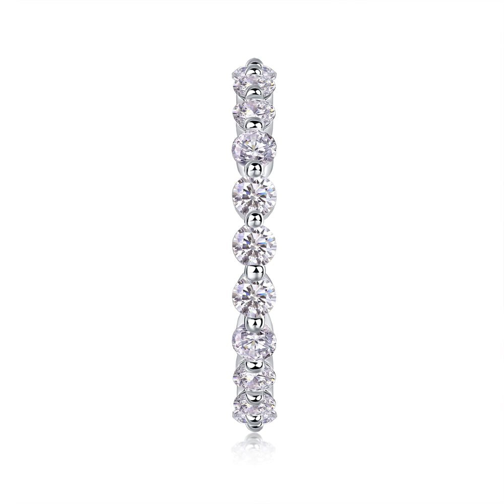 R13141-P Sparkling Moissanite Eternity Ring – 925 Sterling Silver with Alternating Stones