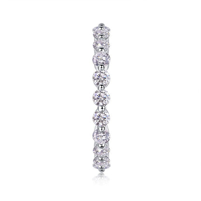 R13141-P Sparkling Moissanite Eternity Ring – 925 Sterling Silver with Alternating Stones