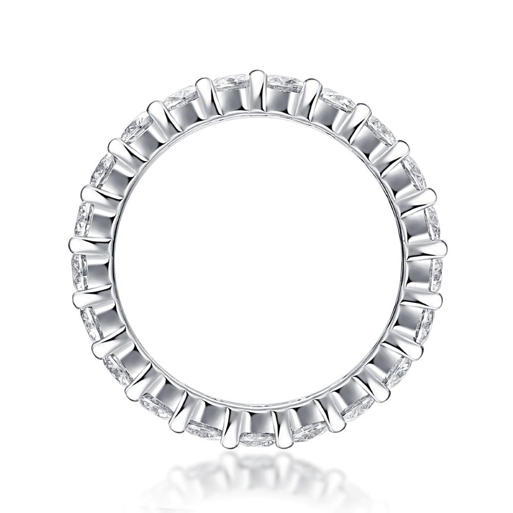 R12742-P Brilliant Round-Cut Moissanite Ring – Pavé Band in 925 Sterling Silver
