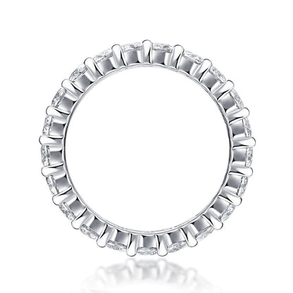 R12742-P Brilliant Round-Cut Moissanite Ring – Pavé Band in 925 Sterling Silver