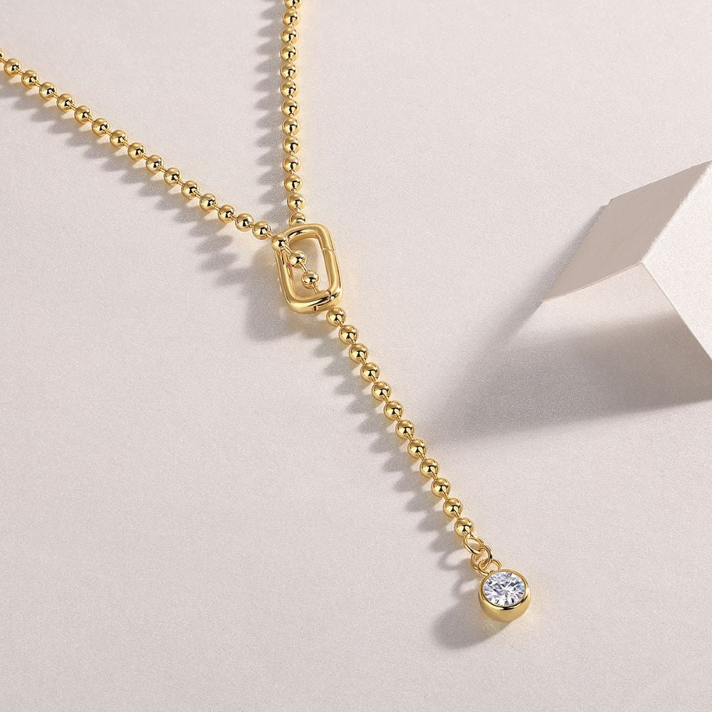 N15118-G Luxurious Moissanite Tassel Pendant Necklace – Elegant Draping Design, Perfect for Every Occasion