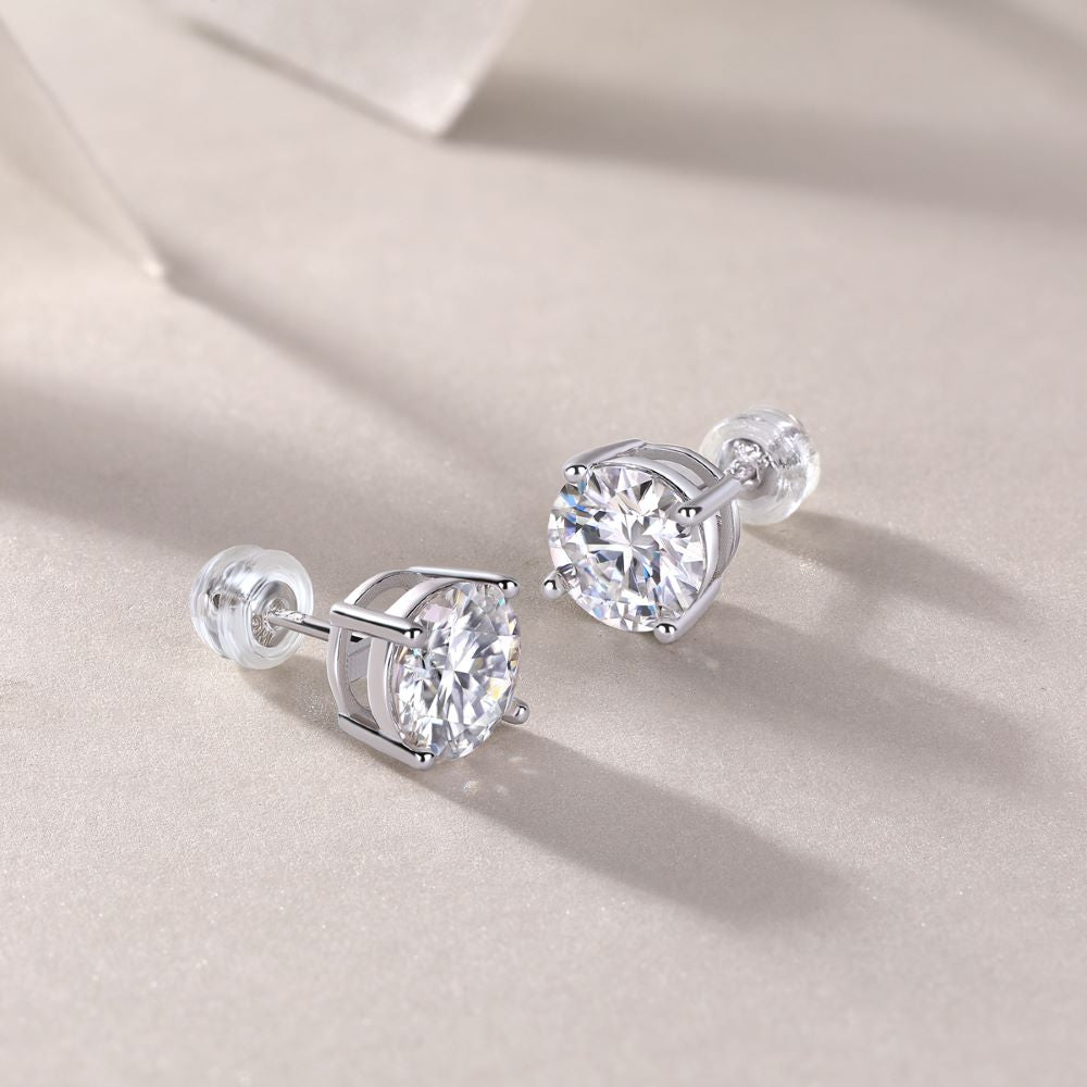E11447 Minimalist Moissanite Stud Earrings – Everyday Sparkle with Timeless Love
