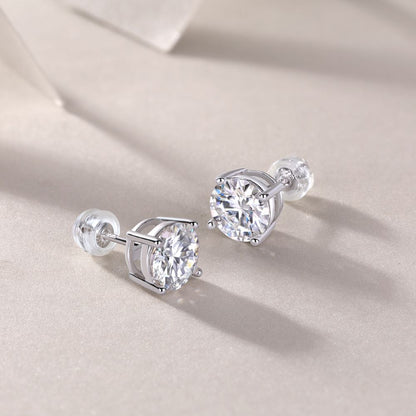 E11447 Minimalist Moissanite Stud Earrings – Everyday Sparkle with Timeless Love