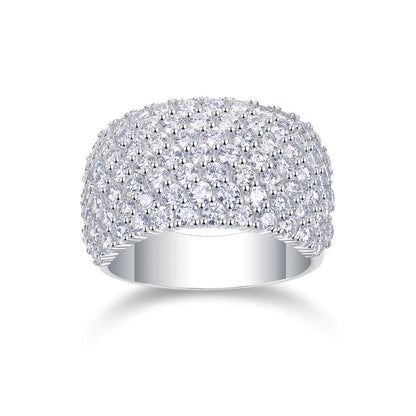 R13688-P Luxury Moissanite Pavé Ring – Sparkling Row Design in 925 Sterling Silver