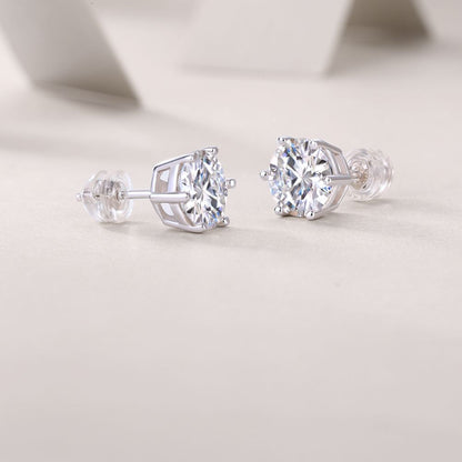 E13176-80-P Classic Six-Prong Moissanite Engagement Ring – Round Cut Sterling Silver