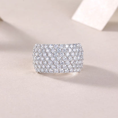 R13688-P Luxury Moissanite Pavé Ring – Sparkling Row Design in 925 Sterling Silver