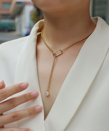 N15118-G Luxurious Moissanite Tassel Pendant Necklace – Elegant Draping Design, Perfect for Every Occasion