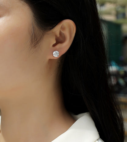 E11447 Minimalist Moissanite Stud Earrings – Everyday Sparkle with Timeless Love