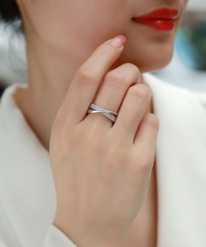 R13921-P “Graceful Spiral” Moissanite Ring – Sterling Silver Elegant Wrap Design
